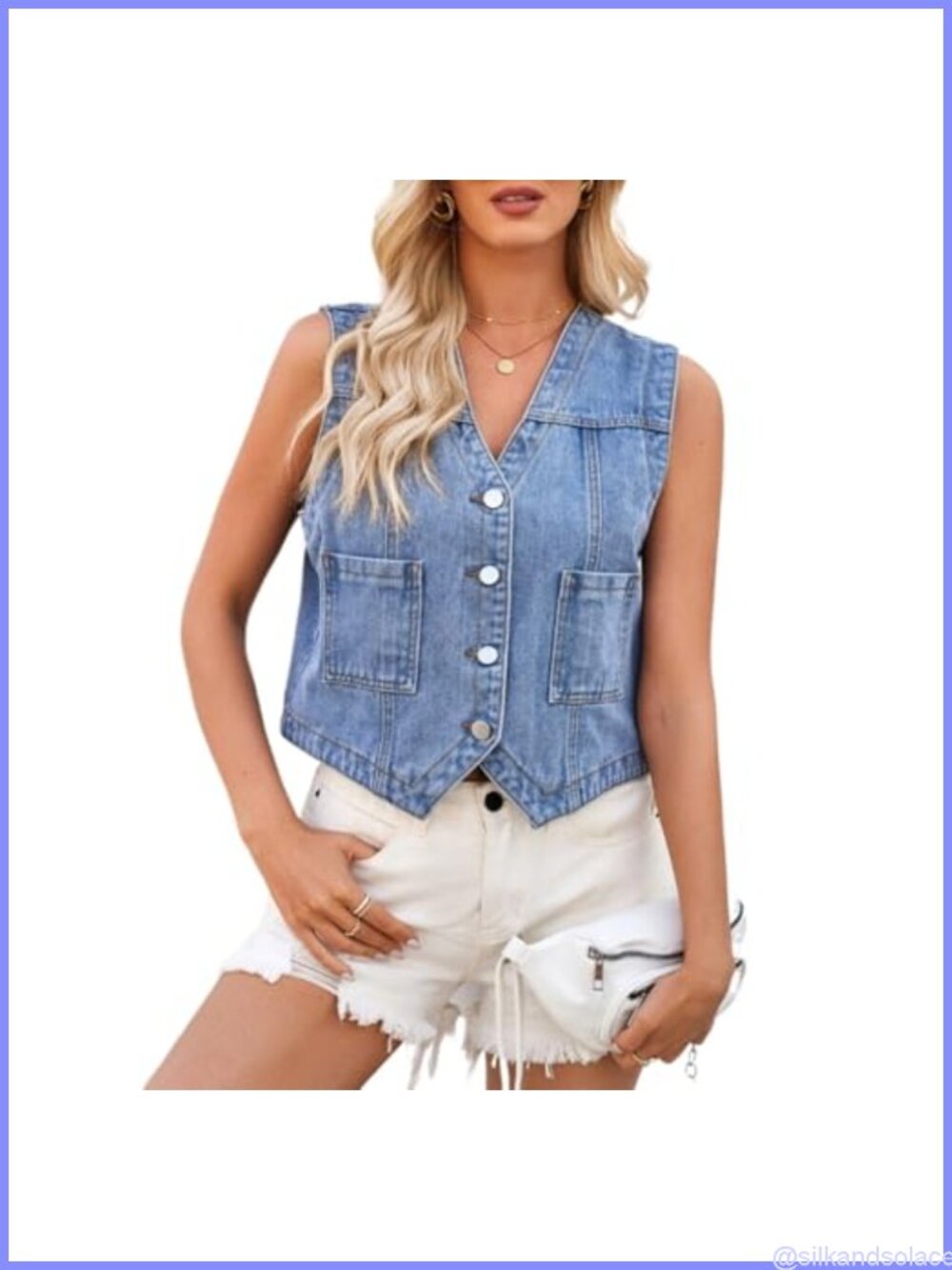 Y2K Cowgirl Denim Vest Top Women Sleeveless V Neck Waistcoat Jean Button Crop